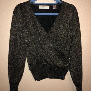 Black and Gold Wrap Sweater